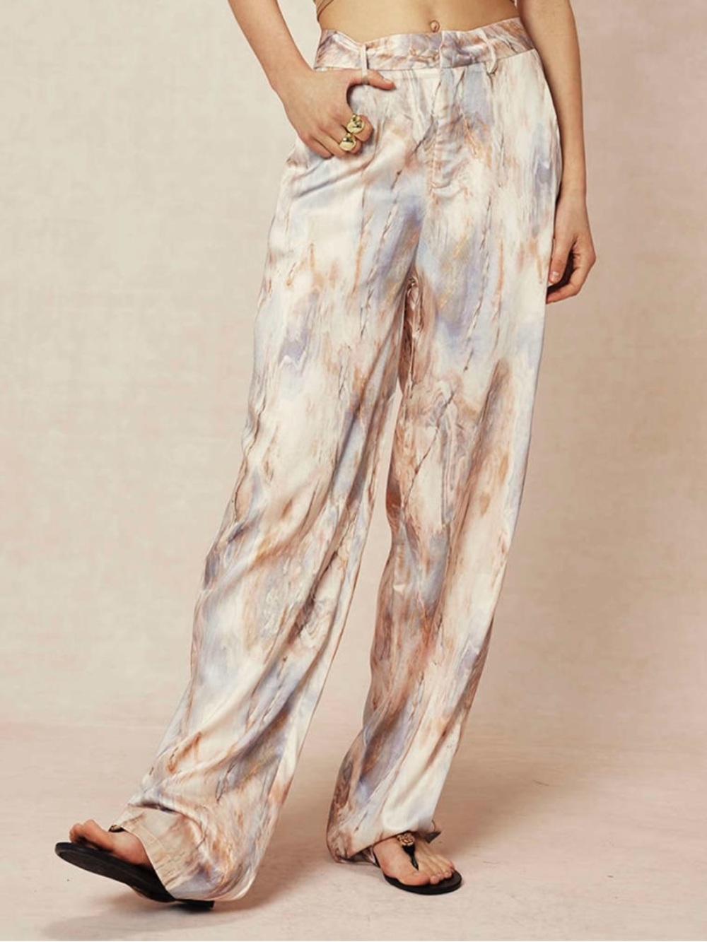 NWOT! Micas Marble Print High-Waisted Straight Leg Pants - Size Small